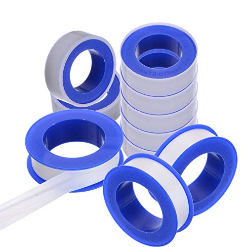 PTFE Pipe Slealant Seal Teflon Tape Plumbers Tape - 10 Rolls Theard Flex Seal Tape Waterproof Plumbers Plumbing White 1/2