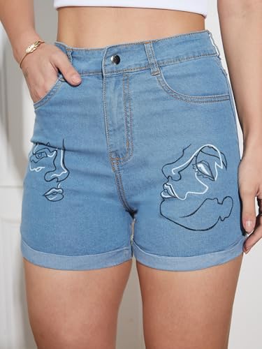 Image of Miss Chase Women's Relaxed Fit Mid Rise Highly Distressed Regular-Length Denim Shorts