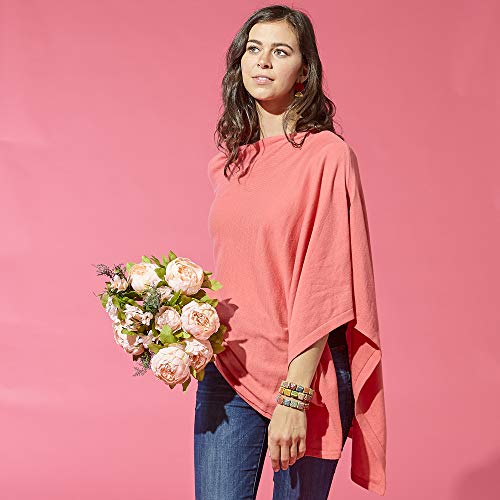 Image of Hadley Wren Women's Classic Colorblock Everyday Cotton Poncho, Black Solid Solid