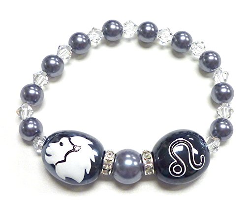 Linpeng Astrology Hematite Stretch Zodiac Beads Bracelet, One Size, Black, Gunmetal