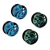 Qmcandy 4pcs 1/4' Glass Nest of Waves Saddle Ear Plugs Stretching Piercing Gauges