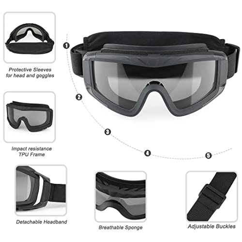 Xaegistac Airsoft Goggles, Tactical Safety Goggles Anti Fog Military Eyewear With 3 Interchangable Lens For Paintball Riding Shooting Hunting Cycling (Black) #TOP3