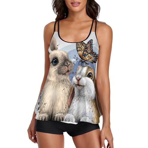 Ensembles Bikini Tankini Haut de Gamme Motif Lapin Papillon