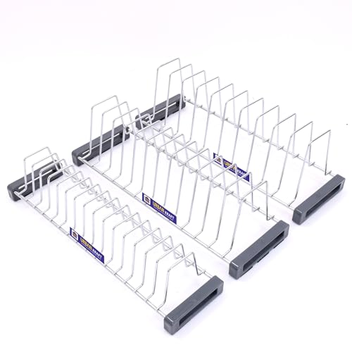 Image of URBAN KRAFT Modular Kitchen Basket Plate Fixer Set of 3 / Tandem Box Drawer /Plate Organizer Stand for Cabinet /Thali Holder- Saucer Rack