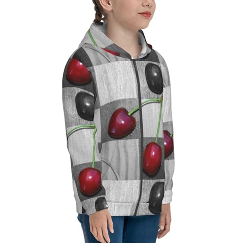 Cherries laid Kids Pullover Hoodies Boys Zip Up Sweatshirts Girls Athletic Clothes with Pocket4