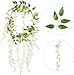 2 Pack 20 Branches Artificial Wisteria Hanging Flowers 6 Feet Wisteria Vine Silk Wisteria Flowers Garland for Wedding DIY Party Garden Home Decor (White)
