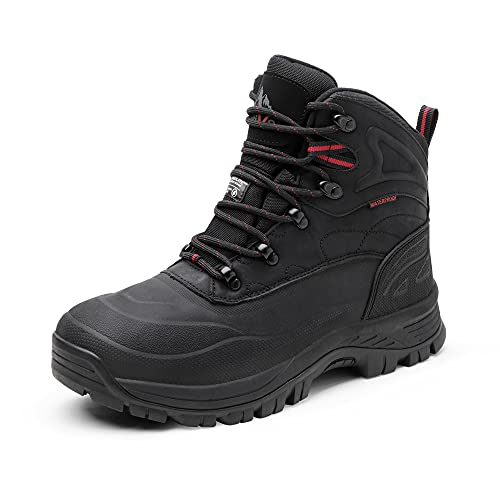 NORTIV 8 Men's Insulated Waterproof Construction Hiking Winter Snow Boots 8 Black