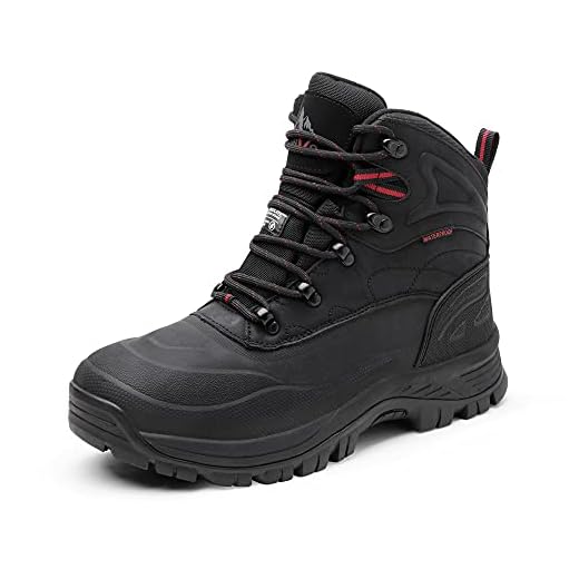 NORTIV 8 Men's A0014 Black Insulated Waterproof Construction Hiking Winter Snow Boots Size 10.5 M US