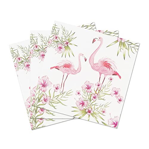Zelten 2-Ply 20 Count Colored Paper Napkins Shabby Chic Napkins for Wedding Dinner Tea Party Decoration Flamingos
