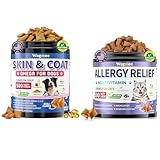 Cat Allergy Relief Chews – 500 Crunchy & Creamy Treats Omega 3 for Dogs, 500 Chews Skin & Coat Supplement for Dog
