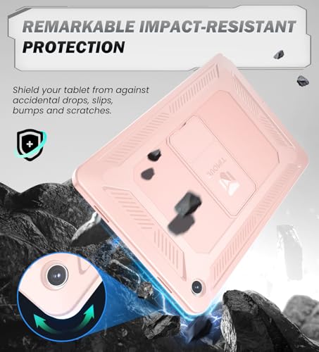 Image of TiMOVO Shockproof Case for Samsung Galaxy Tab A11+ /A11 Plus 11'', Pink | Fit for SM-X230 /X236 /X238, Built-in Screen Protector, Dust Plug & Precise Cutouts, Shockproof Rugged Full Body Protection