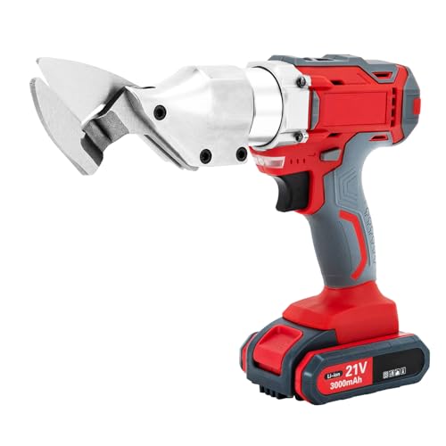 Cordless Metal Shear, 21V Electric Cordless Tin Snips Metal Sheet Shear Cutter Scissor W/2 Batteries & Charger, for Cutting Iron, Aluminum, Stainless Steel, Color Steel Tile