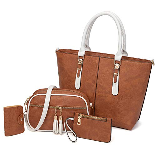Modische Damen-Handtaschen, Tragetaschen, Schultertaschen, Henkeltasche, börsen-Set, 4-teilig Cover
