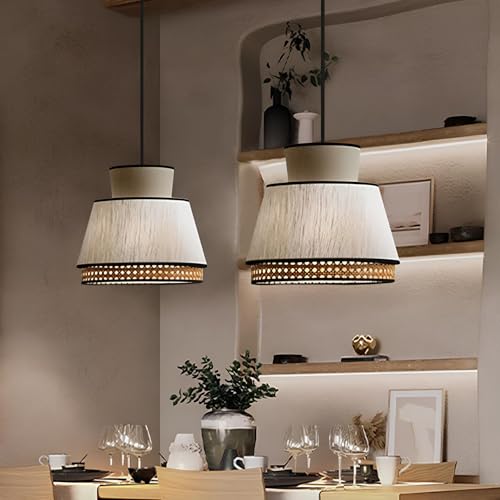 Image of AKWAY Rattan Hanging Lamp for Living Room | Bamboo Pendant Light for Bedroom | Cane Hanging Light for Home Decoration - Blaze