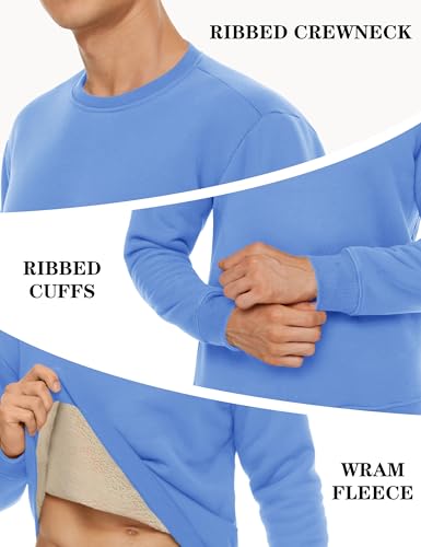 Image of TACVASEN Men's Crewneck Sweatshirt Warm Sherpa Lined Thermal Sweatshirts Heavyweight Long Sleeve Winter Fleece Pullover Shirt