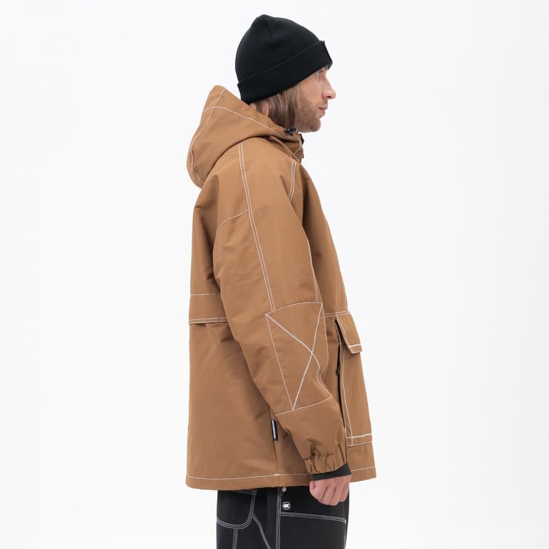 Snowshred Men's Baggy Snowboard Jacket Winter Waterproof Insulated Mountain Jacket with Hood for Winter Outdoor Sports