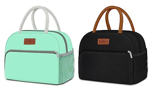 Insulated Lunch Bag for Women/Men,Small Leakproof Cooler Cute Lunch Box Tote for Work Office Picnic Beach or Travel Adult-Green/Black Bags