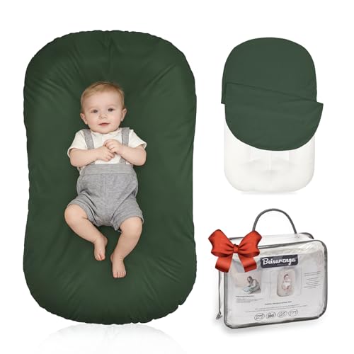 Image of Infant Support Cushion - Baby Support Cushion for Newborn, 0-24 Months, Portable Tummy Time Mat for Home and Travel, Soft Cotton, Supervised Use, Baby Essentials Gift, Moss(1 Cushion + 1 Cover)