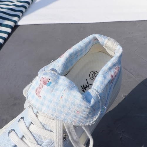 Women's Breathable Floral Cuff High-Top Canvas Sneakers Y2K Preppy Vibe Chic Trendy Student Casual Fall Shoes3