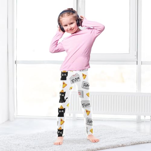 Black Cat Pizza Girls Leggings Soft Stretch Workout Yoga Dance Pants for Kids Casual Tights4