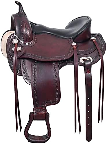 HILASON 15 inch Flex Tree Western Horse Saddle American Leather Trail Chocolate Brown | American Saddle Horse | Adult Youth Horse Saddle | Horse Saddle Western