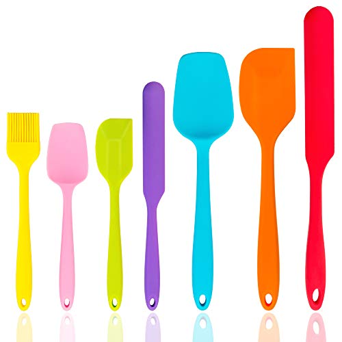 Silicone Spatula Set of 7, P&P CHEF Heat-Resistant Rubber Spatula Kitchen Utensils Set