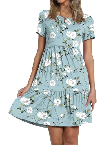 Image of TAOHUADAO 2026 Summer Dresses for Women Short Sleeve Ruffle Casual Sundress with Pockets