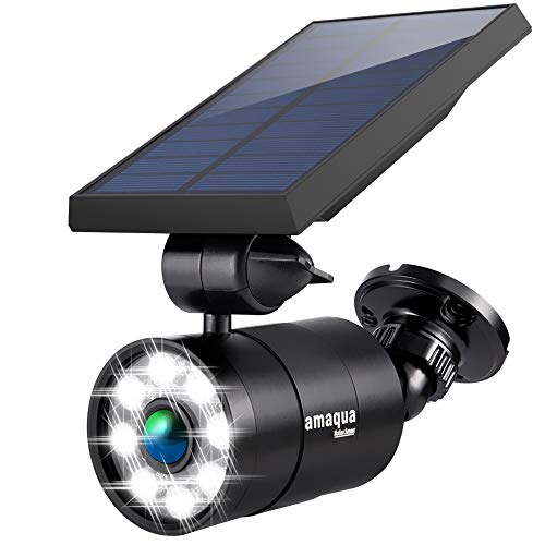 Solar Motion Lights Outdoor 9-Watt(110W Equ.) 1400-Lumen Aluminum Solar Spotlights Flood Security for Garden Driveway Garages Doorways Decks and Porches, 2-Year 100% FREE Warranty Guarantee(Black)