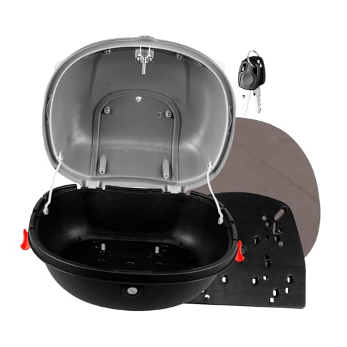 ROMISBABA Baúl Moto Negro con Respaldo Maletero Trasero Resistente y Duradero de PP para Equipaje Maletín Ciclomotor Fácil de Instalar