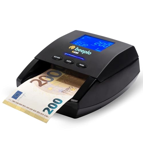 beeplo b330 | Detector de Billetes Falsos EUR | 100% Fiabilidad | Verificación Precisa Automática de 5 Divisas: EUR, GBP, CHF, NOK, SEK | Sin Batería
