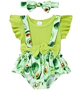 UNICOMIDEA Baby Girls Clothes 0-18 Months Bodysuit Ruffle Sleeve Newborn Outfit Romper with Headband