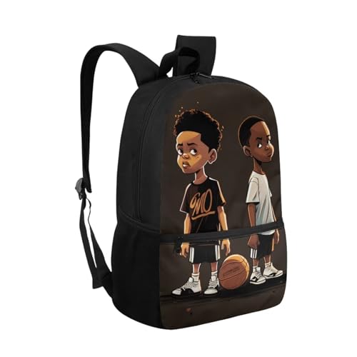 ZOUTAIRONG American Boy Backpack 13 Years Old Black Boys Bookbag with Bottle Holder African Book Bag for 3rd 4Th Grade Afro Kids School Bag for Boys Age 8-10 Back to School2