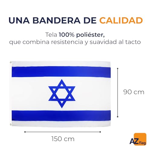 Miniatura 2 de Az Flag - Bandera Israel - 150x90 Cm - Bandera Israelí 100 Poliéster Con Ojales De Metal Integrados - 110g - Colores Vivos Y Resistente A La Decoloración