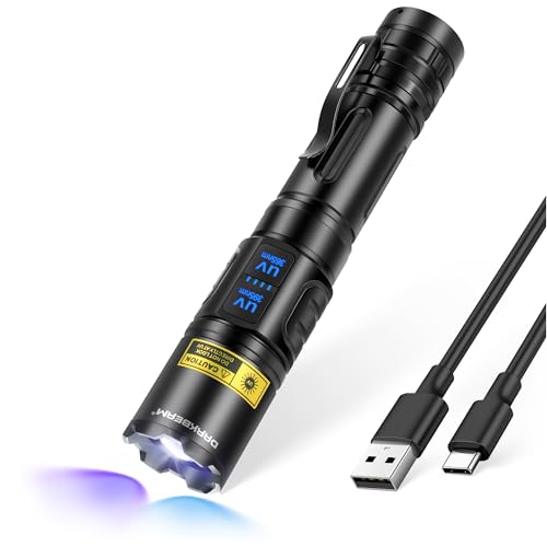 DARKBEAM UV Flashlight 365nm & 395nm Dual Black Light, Blacklight USB Rechargeable LED Ultraviolet Flashlights, Powerful Focusable Woods Lamp Pet Urine Detector, for Uranium Glass, Resin Curing