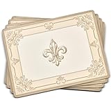 Pimpernel FDC-Fleur de LYS Placemats Set of 4 - Decorative Cork placemats with Elegant Motif & Protective Finish, Ideal for Everyday Meals, Special Occasions, or Stylish Table Decoration