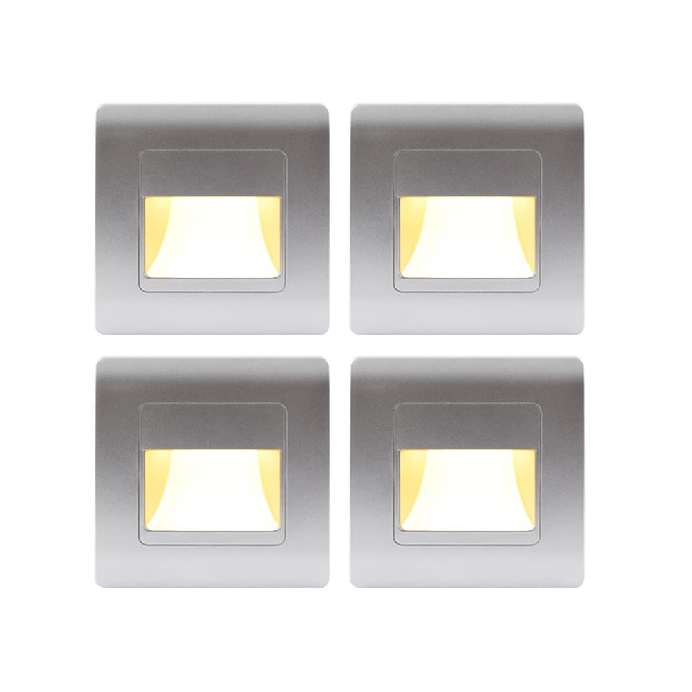 Opaeroo Recessed LED Stair Light Wall Lamp Motion Sensor Wall Lamp AC85-265V Step Lamp Corridor Lighting Indoor Wall Lighting 4PcsColdWhite silver