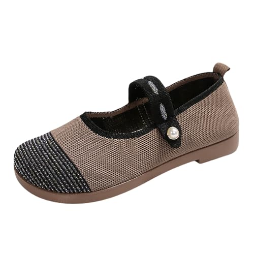 Women's Mary Jane Shoes Ballet with Buckle Strap Soft Work Dress Ballerina Walking Shoes Non Slip Casual Shoes