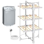 E-SMARTER Electric Heated Clothes Airer, 3 Tier Dryer Rack with 24 Heated Bars, Indoor Dryer with Zip Up Cover for Even Faster Drying, Folds Flat for Easy Storage