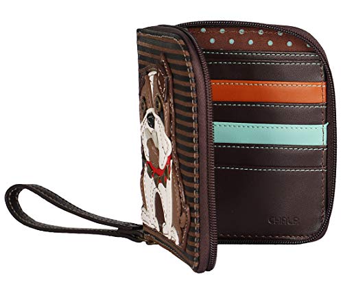 Chala Zip Around Wallet, Wristlet, 8 Credit Card Slots, Sturdy Pu Leather, Bulldog - Brown Stripe #TOP1