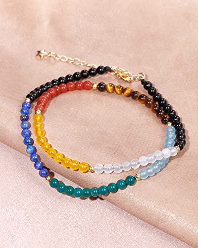 Jewever 7 Chakra Choker Necklace For Women Crystals And Healing Stones Balance Meditation Yoga Worry Stone Jewelry Gifts (16"+2") #TOP6