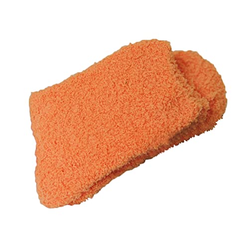 Women's Fuzzy Winter Socks - Warm Fluffy Soft Slippers for Casual Home Sleeping - Cozy Crew Socks for Women Gifts - Orange One Size