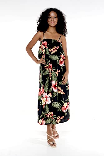 Image of Family Matching Hawaiian Clothes, Black Rafelsia | Lightweight 100% rayon • Family matching outfits • Beach vacations • Luaus • Cruises • Family photos