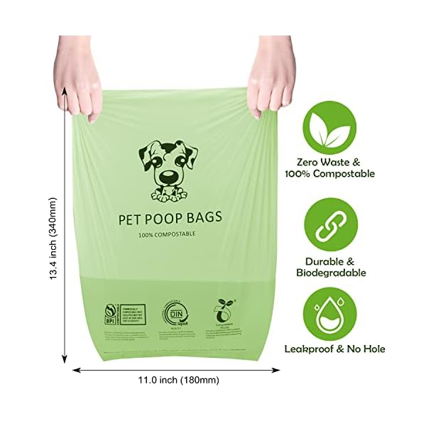Bio-Bosi 100% Compostable Dog Poop Bags, Biodegradable Poop Bags with Dispenser for Dog, 6 Rolls 60 Count, Extra Thick and Leak Proof Unscented Dog Waste Bags, Vegetable Plant-Based Doggie Waste Bags Bio-Bosi 100% Compostable Dog Poop Bags, Biodegradable Poop Bags with Dispenser for Dog, 6 Rolls 60 Count, Extra Thick and Leak Proof Unscented Dog Waste Bags, Vegetable Plant-Based Doggie Waste Bags