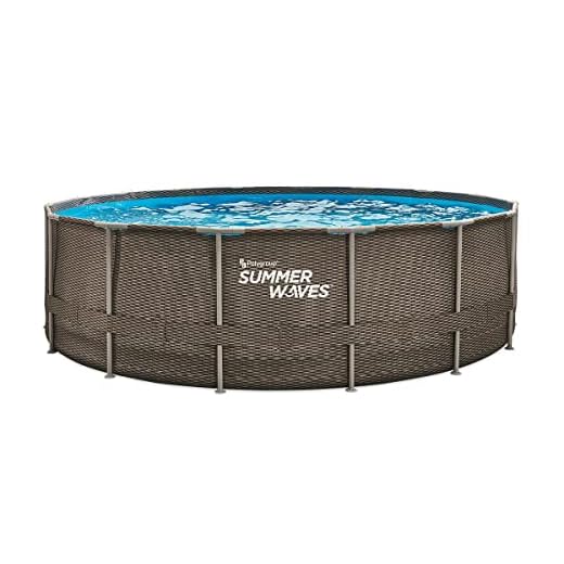 Summer Waves - Piscina Tubular Redonda De Aspecto Trenzado (4,88 X 1,22 M), Práctica Y Fácil De Instalar, Materiales De Estructura Y Revestimiento Robustos, Relleno Con Manguera, Incluye Accesorios