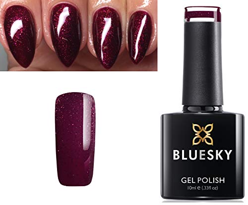 Bluesky Gel Nail Polish Dark Cherry Red with Glitter BRILLIANT UV LED Soak Off 10ml