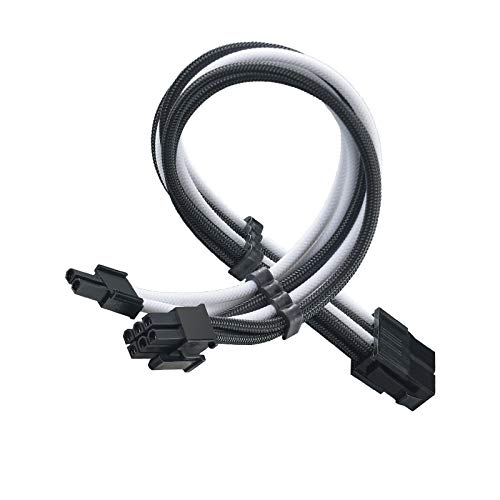 Cable extensor de alimentación PCI-E Silverstone SST-PP07E-PCIBW trenzado negro y blanco 25cm