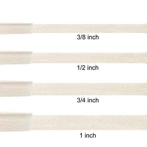 Cotton Twill Tape Ribbon 54.7 Yards Soft Natural Herringbone Webbing Tape Roll Twill Tape Ribbon Bias Binding Tape For Diy Crafts Sewing Knit, Beige (1 Inch Wide) #TOP6