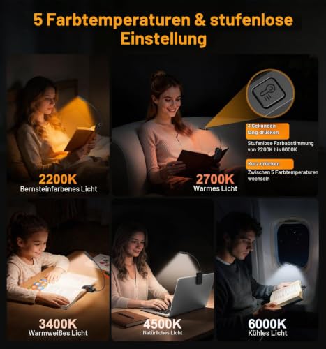 Gritin 2026 Gen 2 Leselampe Buch Klemme 30 Augenschonende Vollspektrum-LEDs – Ansicht 5