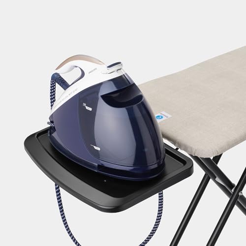 Image of Brabantia XL Comfort Ironing Board with Solid Steam Generator Rest | Large (Size C) | Fairtrade Denim Gray Cover | Adjustable Height (27-38 inch), XL Rest, Easy Fold, Anti-Collapse Lock, Non-Slip Feet