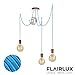 Produktbild Pendelleuchte 3 flammig Kupfer metall E27 mit Textilkabel DIY höhenverstellbare Deckenleuchte im Vintage design | Hängelampe Wohnzimmerlampe Deckenbeleuchtung Hängelampe (Türkis, 3x3 Meter)